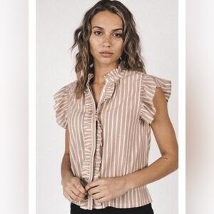 Birds of Paradis by Trovata Paige Blouse in Shell Stripe - Size S